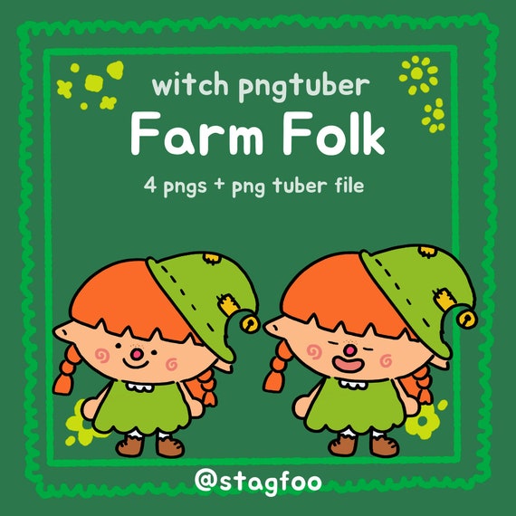 Farm Witch PNGtuber Model , Mouth + Blinking , Streamer Vtuber , Discord & Twitch