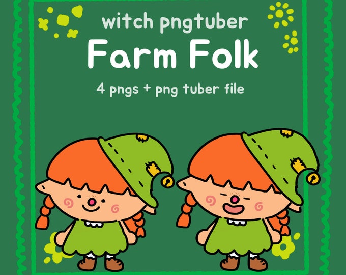 Farm Witch PNGtuber Model , Mouth + Blinking , Streamer Vtuber , Discord & Twitch