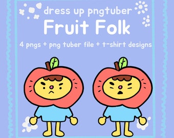 Chibi Fruit Folk PNGtuber Model , Mund + Blinzeln , Streamer Vtuber , Discord & Twitch