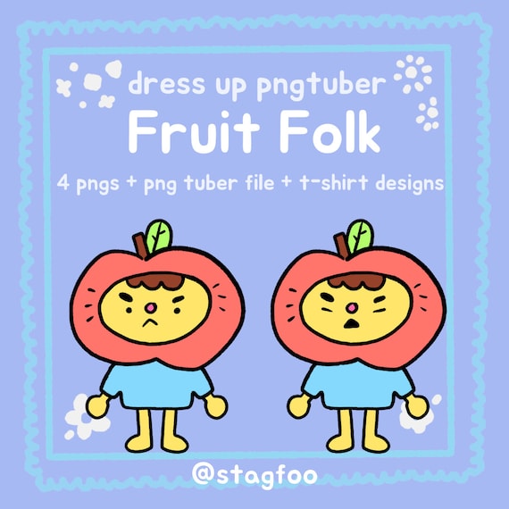 Chibi Fruit Folk PNGtuber Model , Mouth + Blinking , Streamer Vtuber , Discord & Twitch