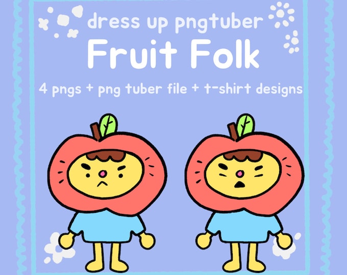 Chibi Fruit Folk PNGtuber Model , Mouth + Blinking , Streamer Vtuber , Discord & Twitch
