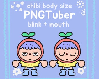 Chibi Starwberry PNGtuber Model , Mund + Blinzeln , Streamer Vtuber , Discord & Twitch