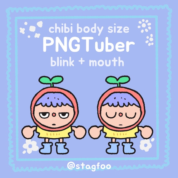 Chibi Starwberry PNGtuber Model , Mouth + Blinking , Streamer Vtuber , Discord & Twitch