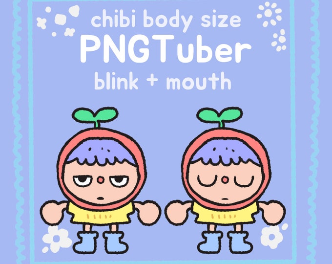 Chibi Starwberry PNGtuber Model , Mouth + Blinking , Streamer Vtuber , Discord & Twitch