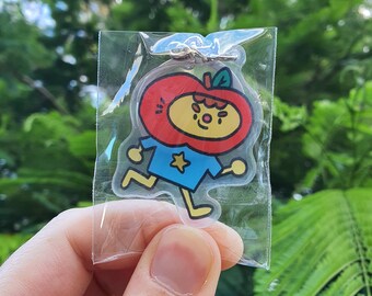 Apple Jack Acrylic Keychain | Cute Pastel Apple Monster Charm | Aesthetic Accessory for Keys & Bags