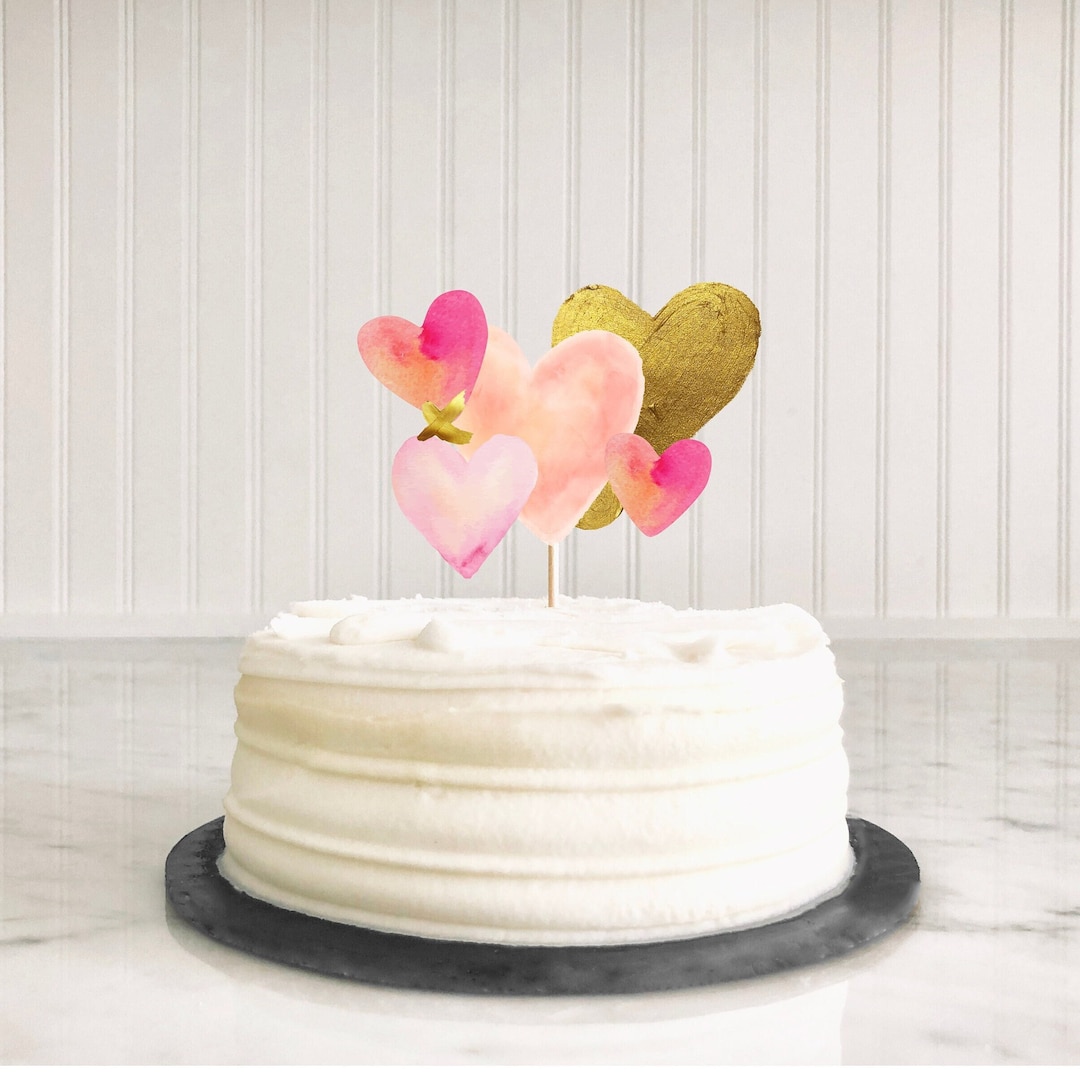 Topper Corazon Topper de pastel imprimible del Día de San Valentín para decoración de ...