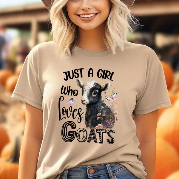 Goat Lover Shirt, Custom Country Girl T-Shirt, Farm Life Shirt, Just A Girl Who Loves Goats Shirt, Cowgirl Gift Tee, Farmer Girl Shirt