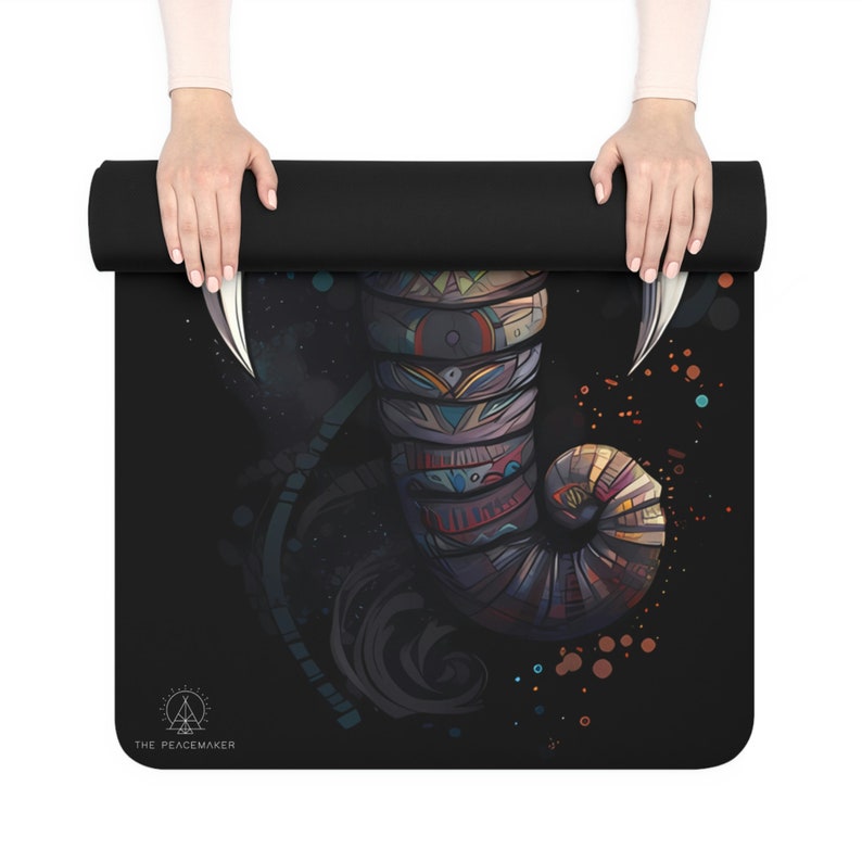 Sacred Elephant Spirit Yoga Mat | Anti Slip Rubber & Microfiber Suede Top | Black Background Design | Gift-For Her | image 3