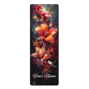 Yoga Mat, Hibiscus Flower, Gift for Her, Exercise Pilates, Meditation Mat, Vinyasa,