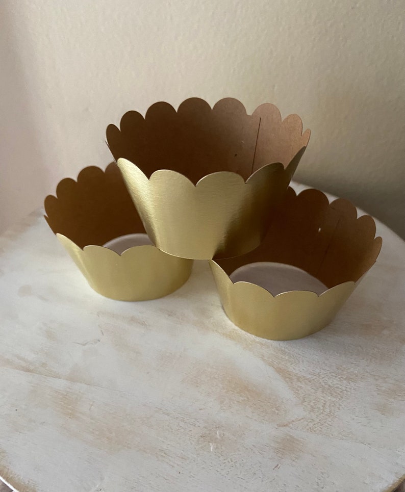 Foil Gold Cupcake Wrappers Cupcake Wrappers Party Cupcake Etsy
