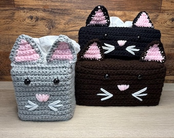Handmade Crochet Cat Tissue Box Cover