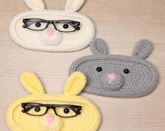 Handmade Crochet Bunny Rabbit Eyeglasses Holder