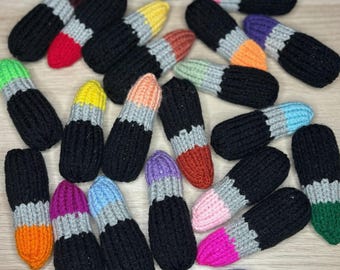 Handmade Knit Lipstick Cat Toy