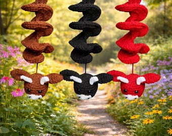 Handmade Crochet Bull Wind Spinner