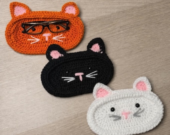 Handmade Crochet Cat Eyeglasses Holder