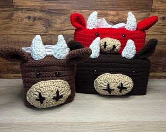 Handmade Crochet Bull Tissue Box Cover