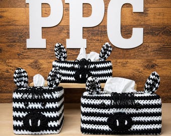 Handmade Crochet Zebra Tissue Box Cover