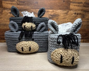 Handmade Crochet Donkey Tissue Box Cover