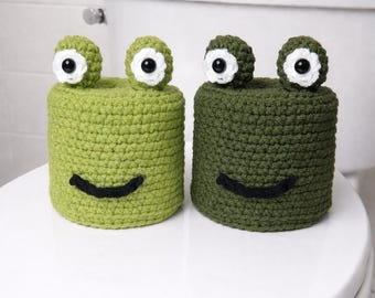 Handmade Crochet Frog Toilet Paper Cover