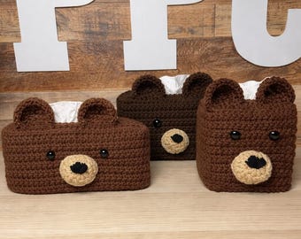 Handmade Crochet Bear Tissue Box Cover