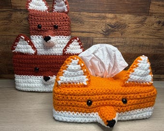 Handmade Crochet Fox Tissue Box Cover