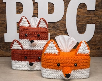 Handmade Crochet Fox Tissue Box Cover