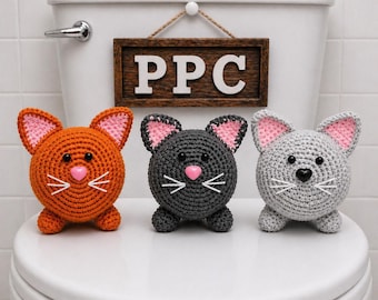 Handmade Crochet Cat Toilet Paper Cover