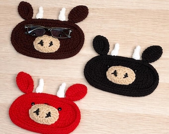 Handmade Crochet Bull Eyeglasses Holder