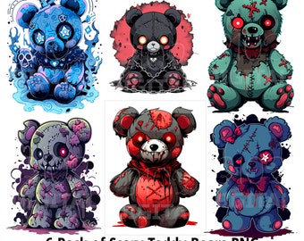 怖いテディベア バンドル Vol 2、6 PNG ゾンビ 不気味なテディベア