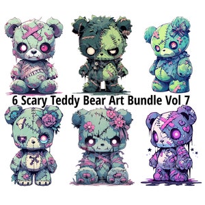 Scary Teddy Bear Bundle Vol 7, 6  PNG Zombie Spooky Teddybear  Monster Teddy Bears Horror Teddy Bears Downloadable Clipart File Pack