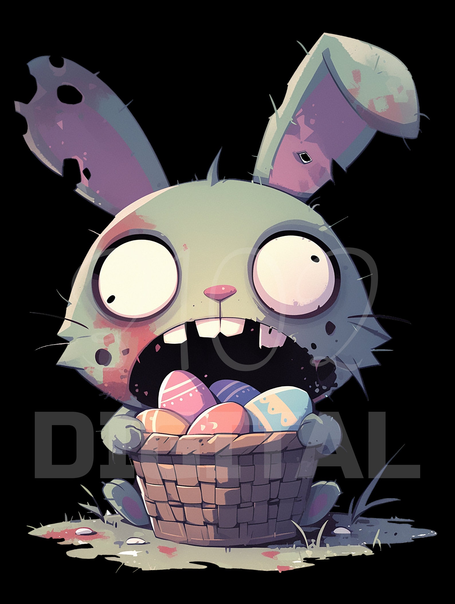 Creepy Cute Zombie Bunny Clipart Set – 6 Printable Pngs for Easter Fun ...