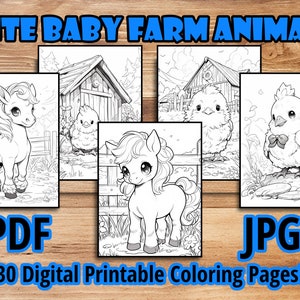 Cute Baby Farm Animal Coloring Book Pages Digital Printable Colouring ...