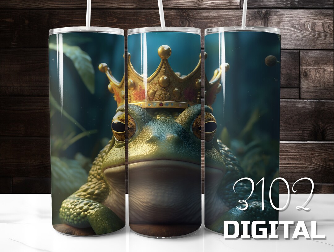 King Frog 20oz Tumbler Wrap Sublimation Designer PNG Digital Download ...