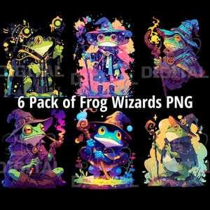 Frog Wizard 4 In Frog Wizard Clipart Bundle of 6 PNG Format Magical Frog Mages Casting ...