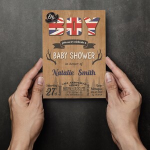 Oh Boy Rustic Mountain London Baby Shower Invitation