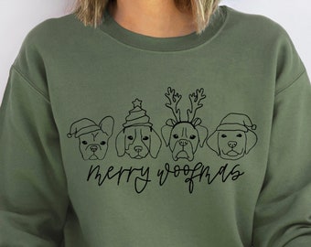 Christmas Dog Sweatshirt, Christmas Shirt, Merry Woofmas Sweatshirt, Dog Christmas Shirt, Dog Shirt, Funny Holiday Dog Mom Gift T-shirt Tee