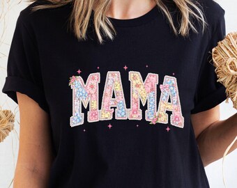 Mama Faux Patchwork  Shirt , Mother's Day Tee
