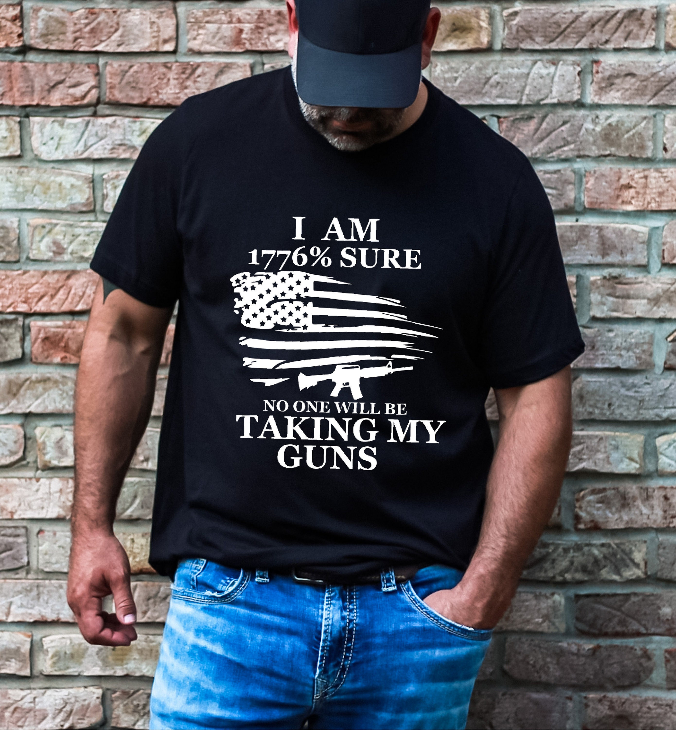 T-shirt Patriotique Américain 2ème Amendement - Motif Drapeau USA - Coton - Neuf Avec étiquettes