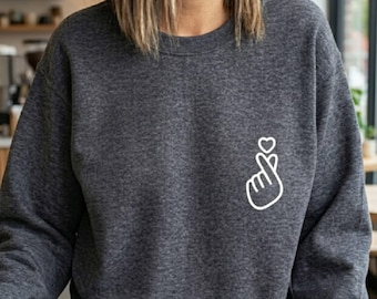 Korean Finger Heart K-pop Sweatshirt , Love Symbol Shirt