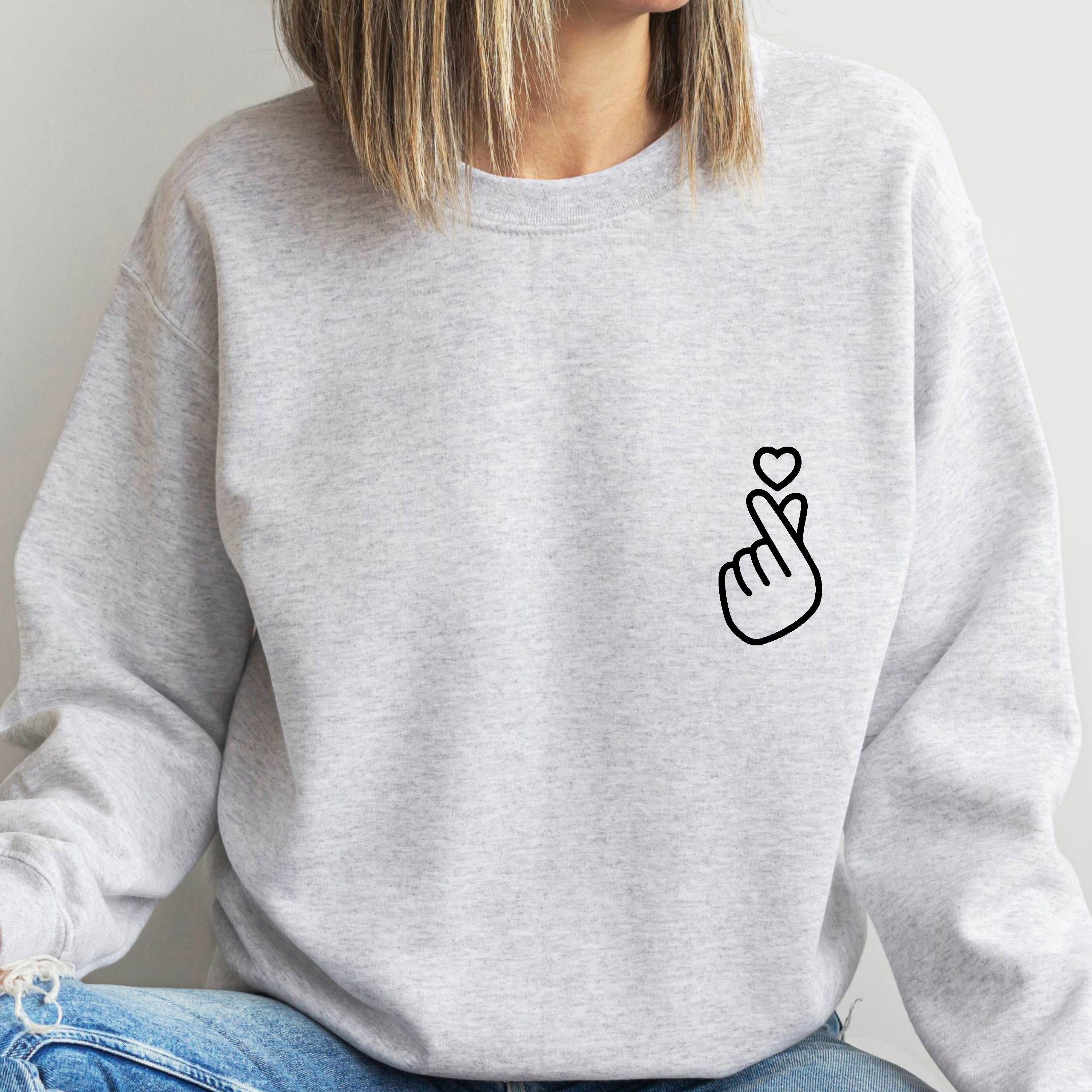 Korean Heart Sweatshirt - Etsy