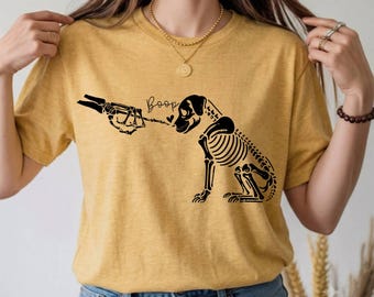 Dog Skeleton  Boop Halloween Tee, Funny Spooky Dog Mom Shirt