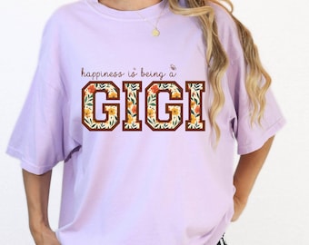 Comfort Colors Floral Gigi Tee,  Trendy Women's Flower Gigi Gift,