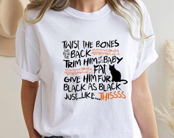 Twist The Bones Halloween Cat T-Shirt: Witch Spell Tee Gift