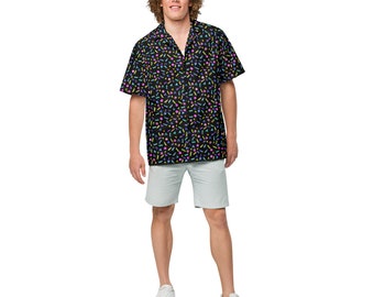 Nostalgisches 80er 90er Jahre Arcade/Kino/Kegelbahn/Roller Rink Teppich Unisex Button Shirt