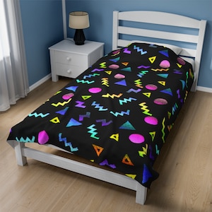 Nostalgic 80s 90s Arcade / Movie Theatre / Bowling Alley / Roller Rink Carpet Velveteen Plush Blanket