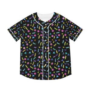 Nostalgic 80s 90s Arcade / Movie Theatre / Bowling Alley / Roller Rink Carpet Men&#39;s Baseball Jersey (AOP)