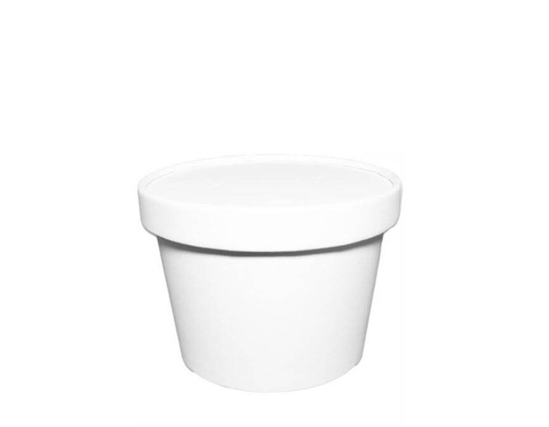12oz White Paper Soup Containers With Vented Lids White Ice - Etsy