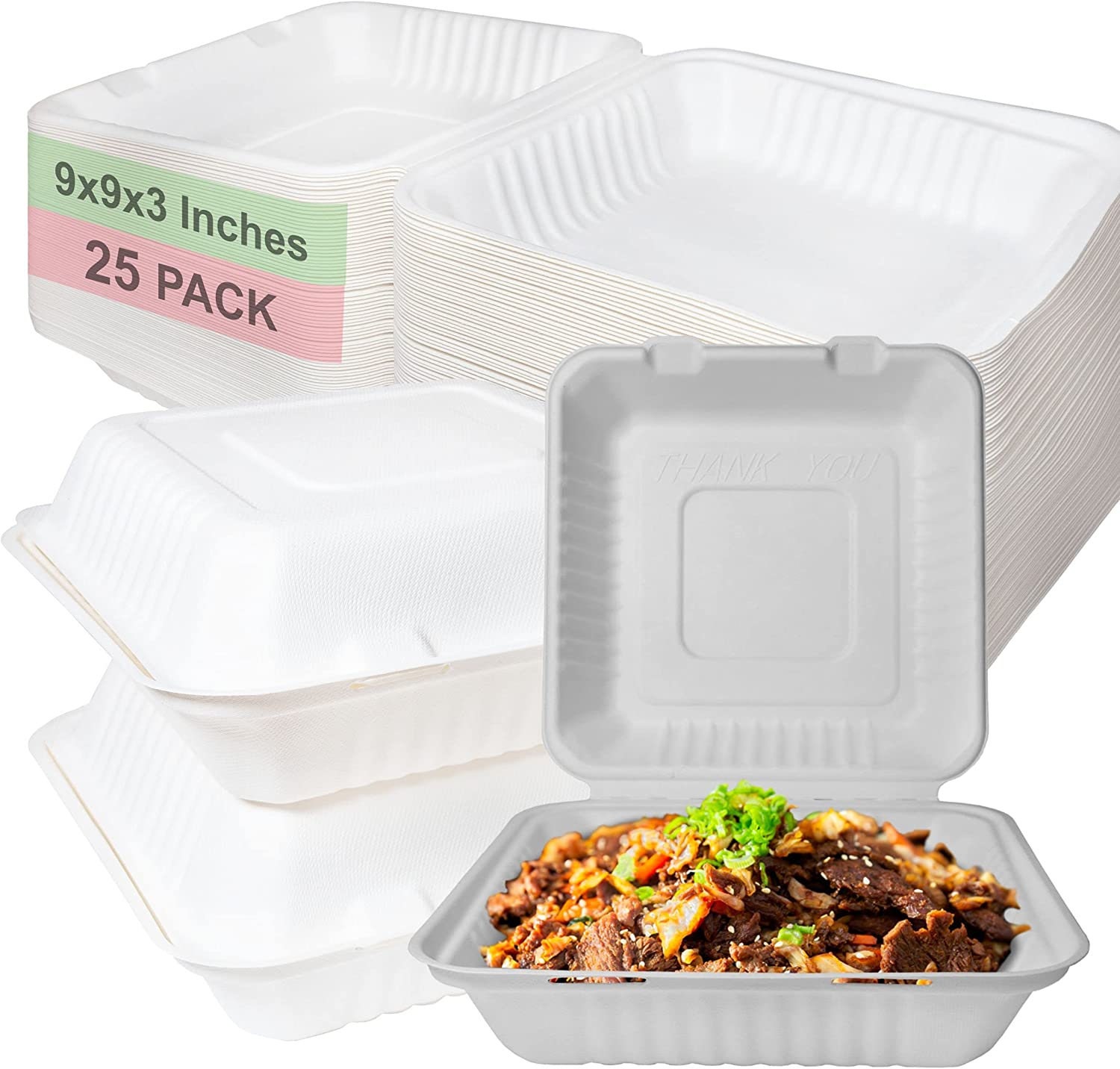 Biodegradable 6X6 Take out Food Containers with Clamshell Hinged Lid  Microwaveable Disposable Takeout Box Great for Restaurant Carryout or Party Take  Home Boxes - China Lunch Box, Packaging Box