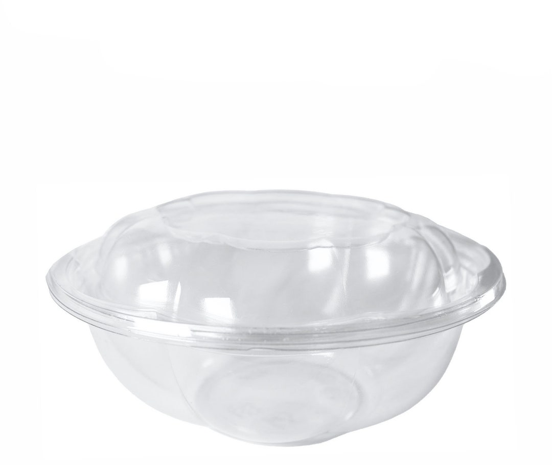 24oz Clear Disposable Salad Bowls With Lids Clear Plastic Etsy