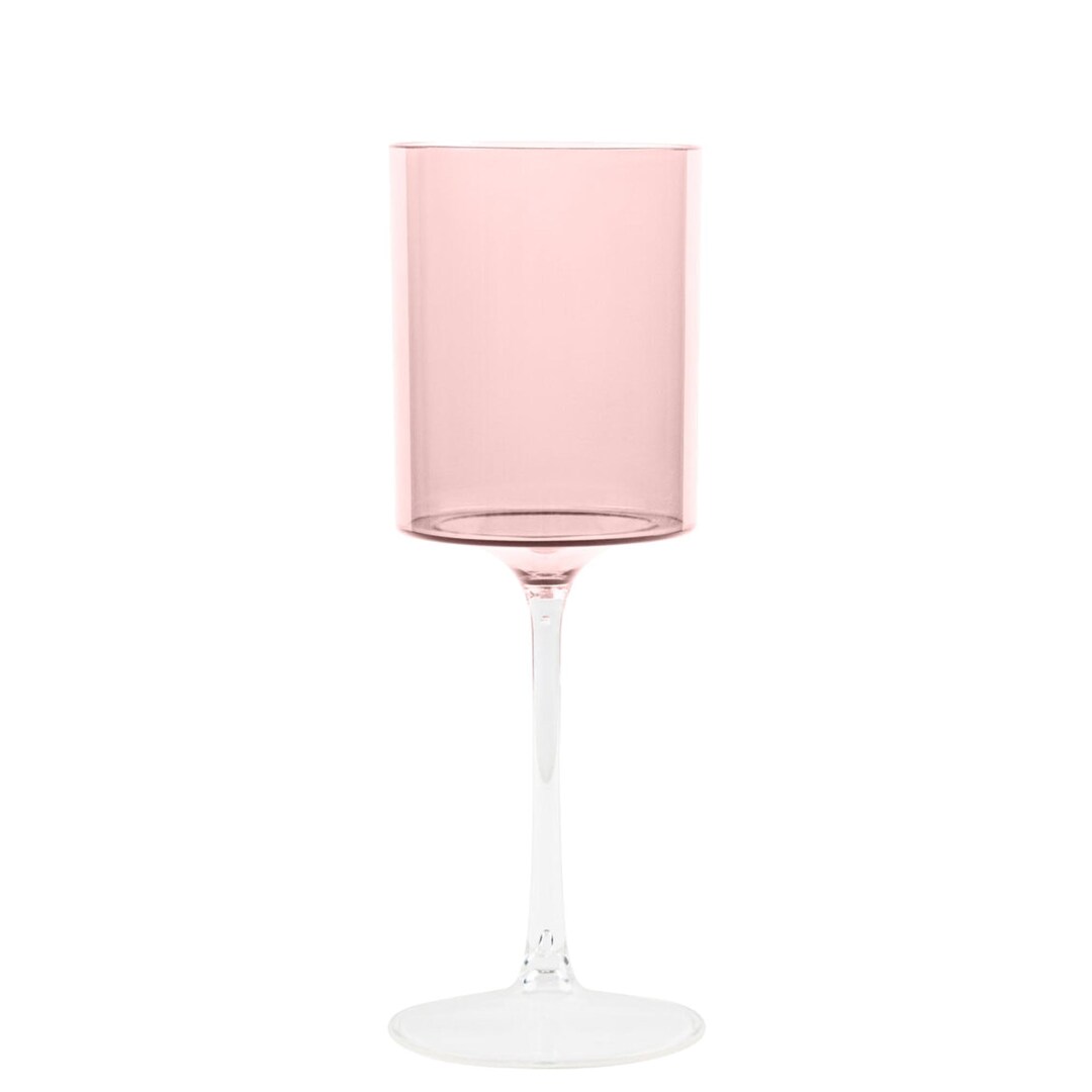 9 Oz Pink Plastic Wine Glasses With Clear Stem Wine Glass Etsy